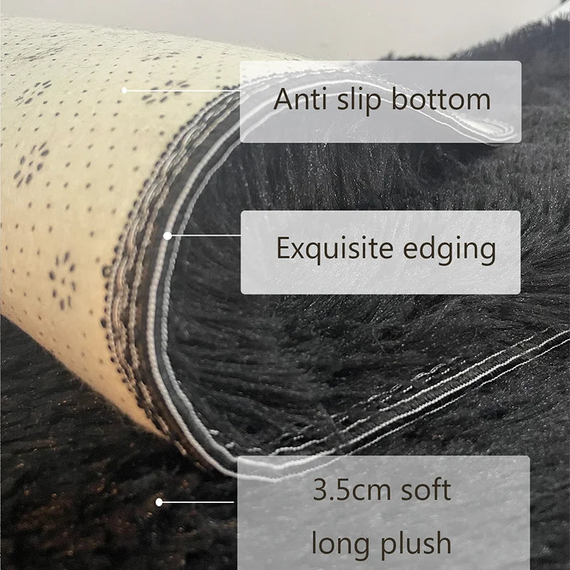 Shag Living Room Silk Wool Carpet