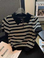 Knitted Stripe Polo