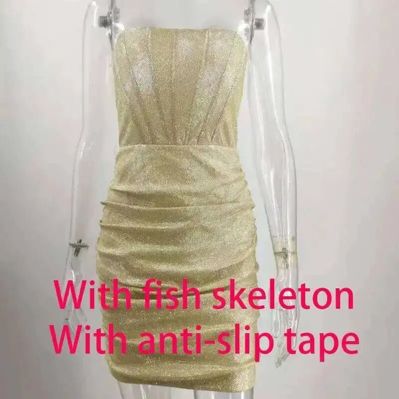 Giyu Bodycon Glitter Strapless Mini Dress