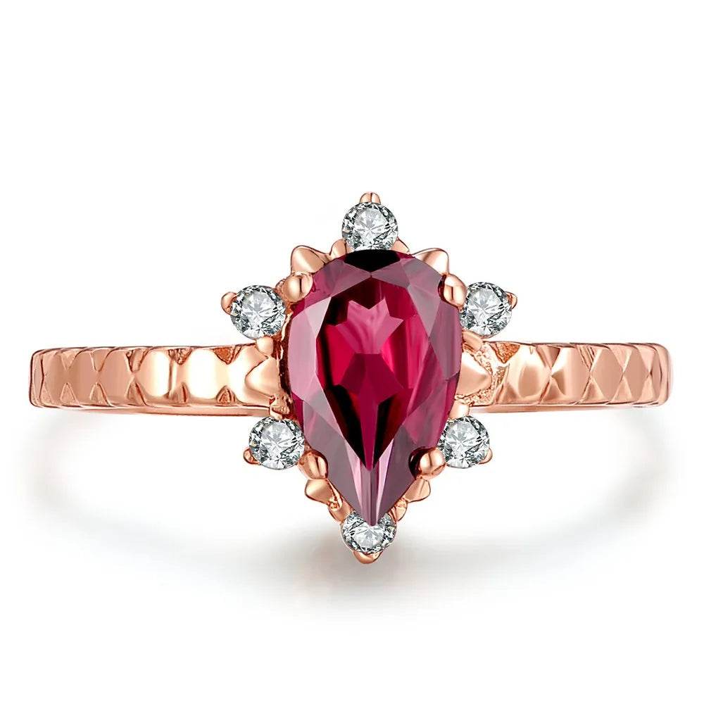 925 Sterling Silver Ring Garnet Gemstones Ring