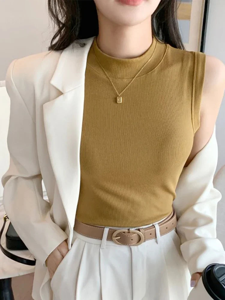 Round Neck Thread Sleeveless Shirt
