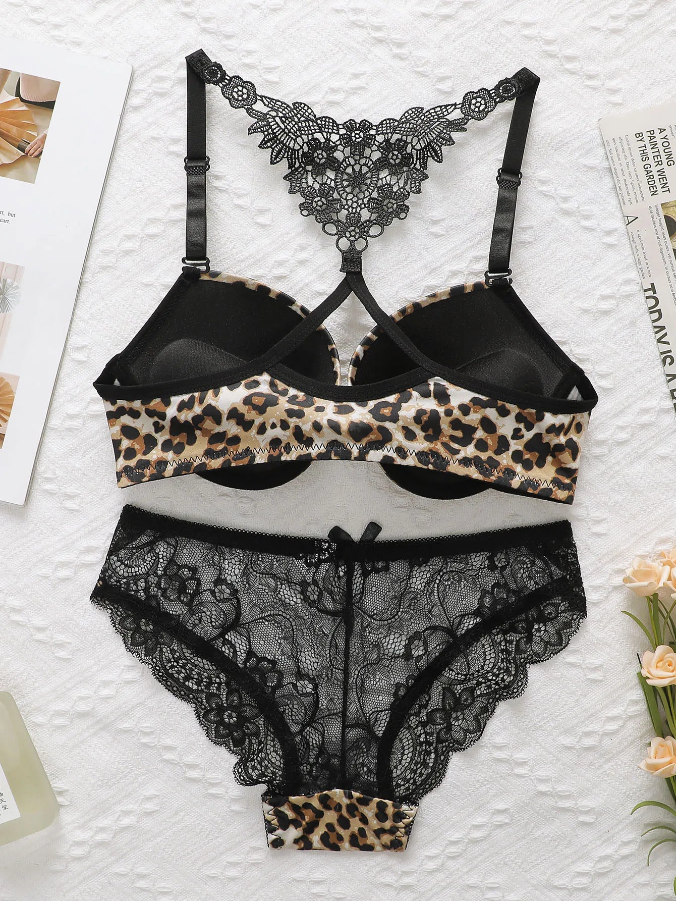 Women's Front Buckle Sexy Lingerie Set With Steel Ring Gathering Push Up Comfortable Close Fitting Bra Lingerie Set A3158
