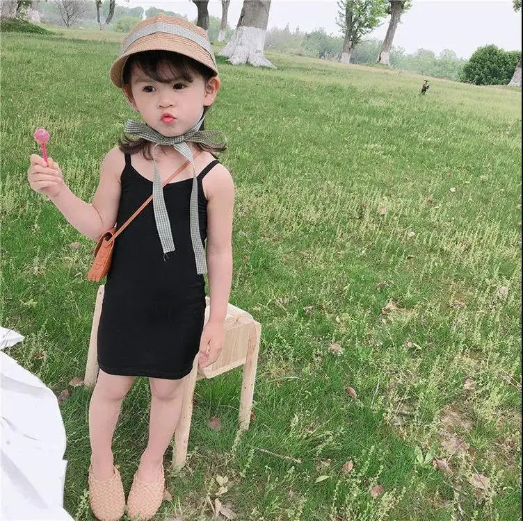 キッズ女の子服 夏物新作 スリングドレス スリムスタイルワンピース スイートで可愛い普段使いの子供服