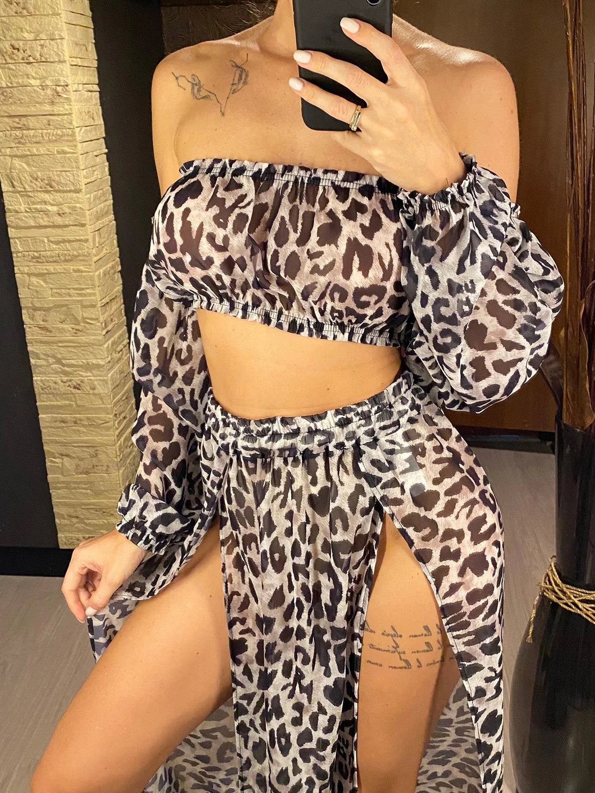 Off Shoulder Long Sleeve 2 Pieces Set