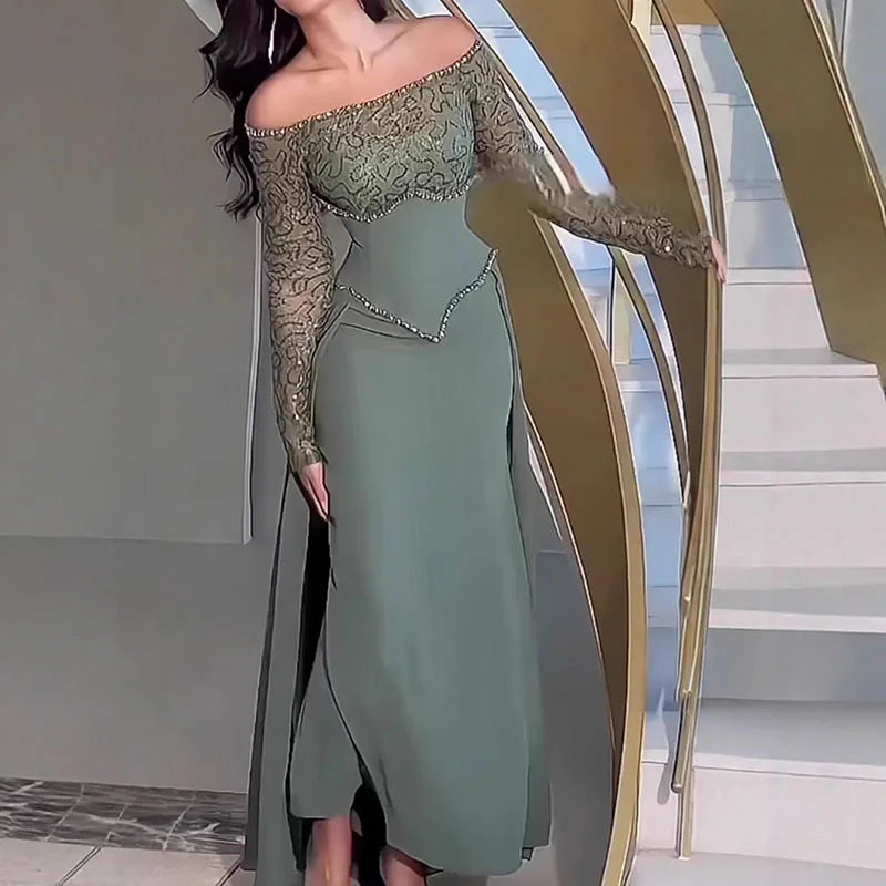 Hollow Rhinestone Evening Dress