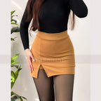 A-Line High Waist Split Mini Skirt