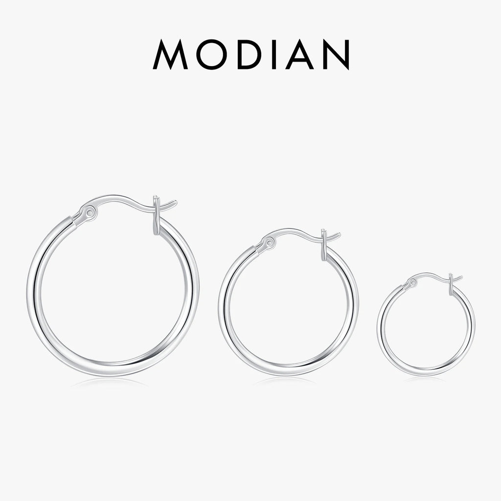 925 Sterling Silver Bold Classic Simple French Hoop Earrings