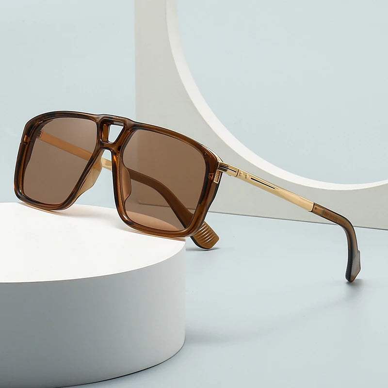 SHAUNA Retro Double Bridges Pilot Sunglasses