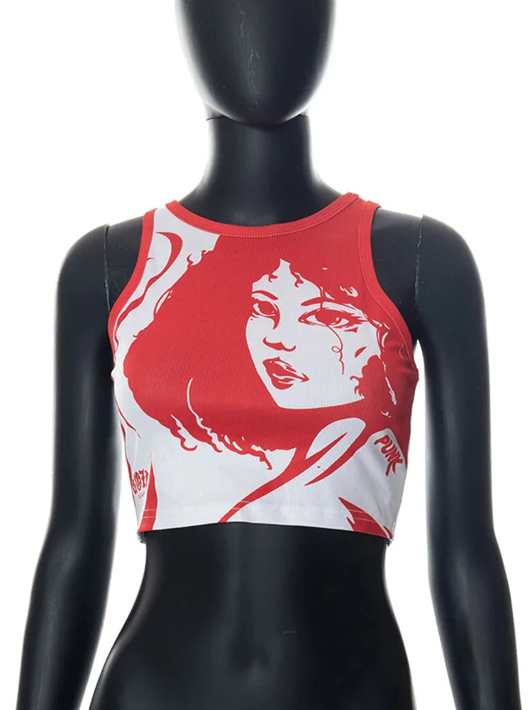 Cherry Lip Graphic Crop Tank