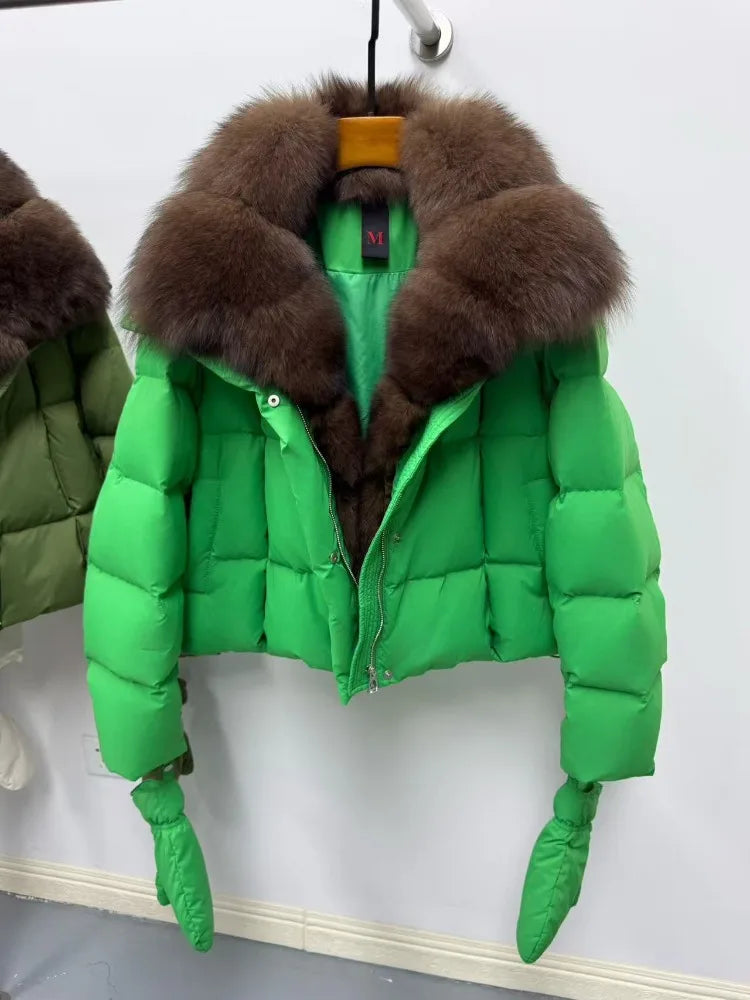 OFTBUY Puffer Down Coat With Gloves