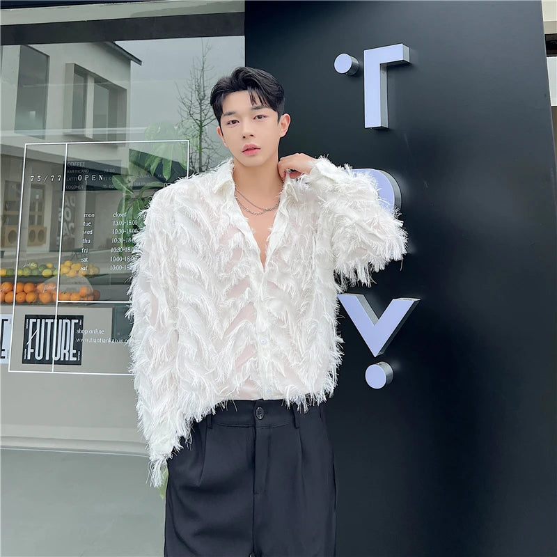 Feather Tassel Design Long Sleeve Shirt