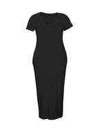 Short Sleeve V Neck Dress