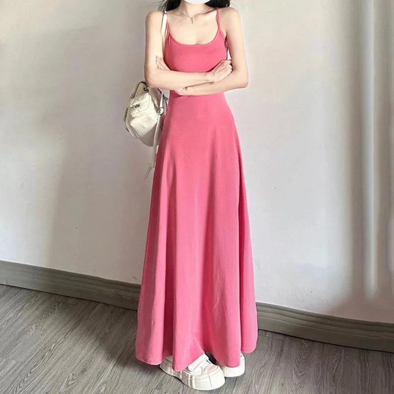 Solid Casual Basic Spaghetti Strap Dress