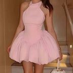 YENKYE Backless Halter Ball Gown Dress