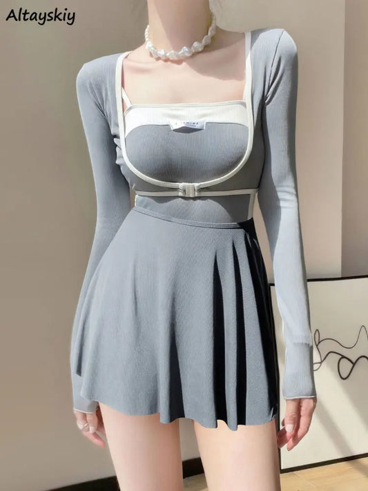 3-Piece Long Sleeve INS Simple One Piece