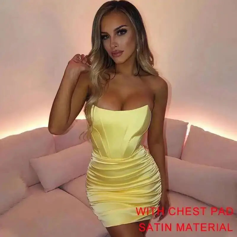 Giyu Bodycon Glitter Strapless Mini Dress
