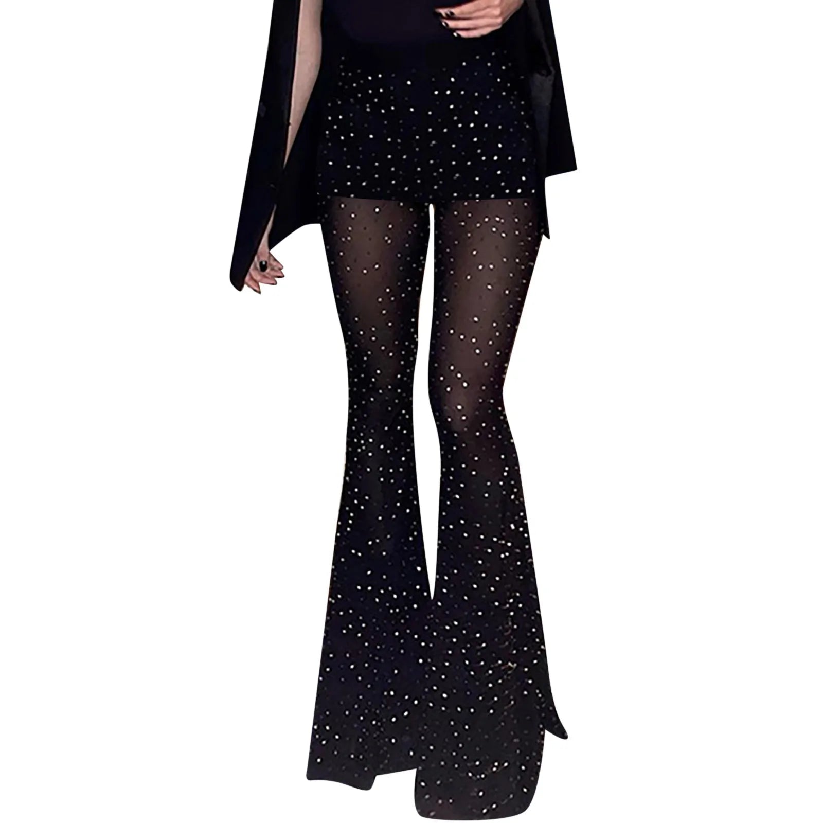 Sheer Mesh Bootcut Casual Pants