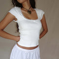 Cottage Lace Trim Knitted T-Shirt