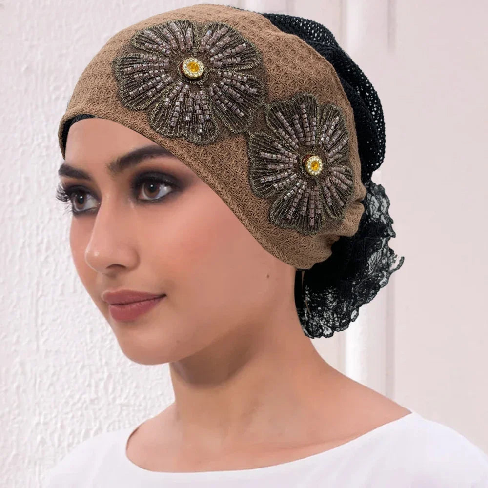 Muslim Under Scarf Hat Cancer Chemo Hats Turbante mujer Embroidery Turban Cap for Women Summer Breathable Head Wraps Bonnet