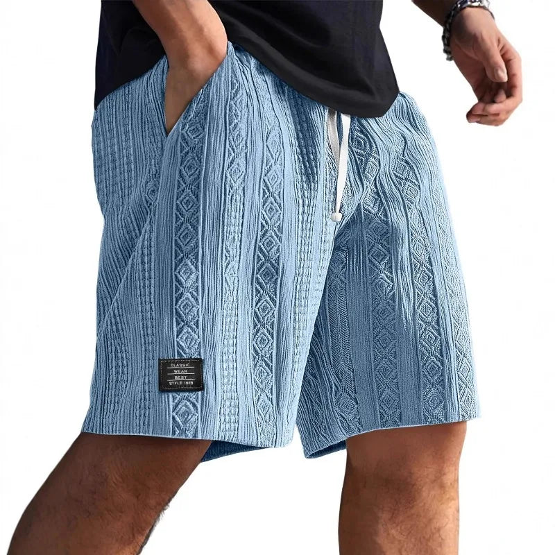 メンズジャカードカジュアルショーツ サマー原宿無地スウェットパンツ ファッションメンズショートパンツ レトロメンズ服 ルーパスストリートウェア新作