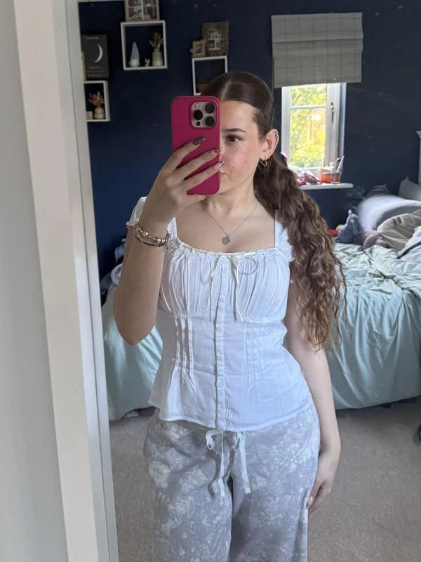 Folds Lace-up Blouse