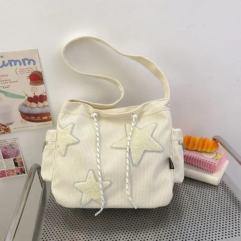 Star Pattern Corduroy Crossbody Bag