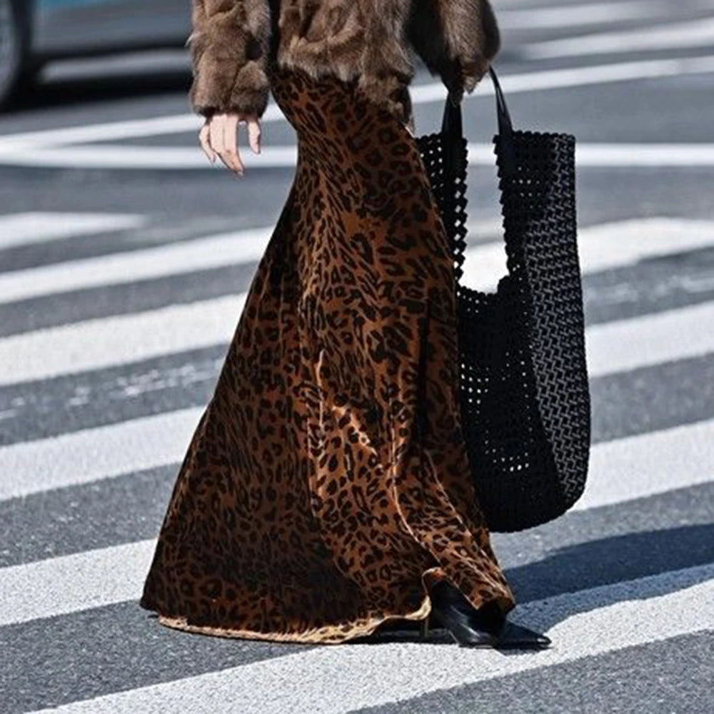 Leopard Print Velvet Pendulum Skirt