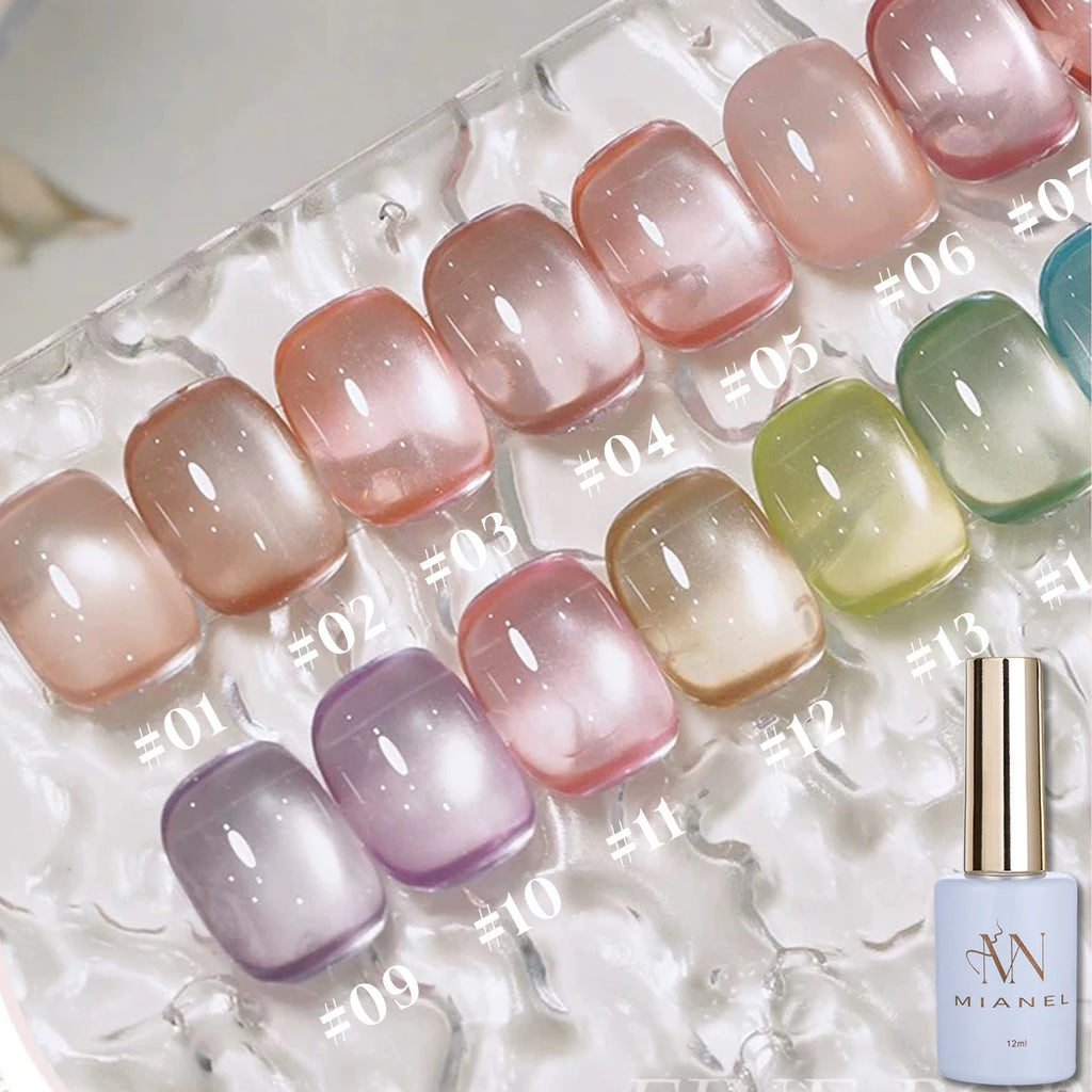 MIANEL 1-16PCS Light Smoke Magnet Cat Eye Gel Nail Polish 2025 New Glass Bead Nude Pink Nail Glue Pink Nails Blue Nails Nail Art