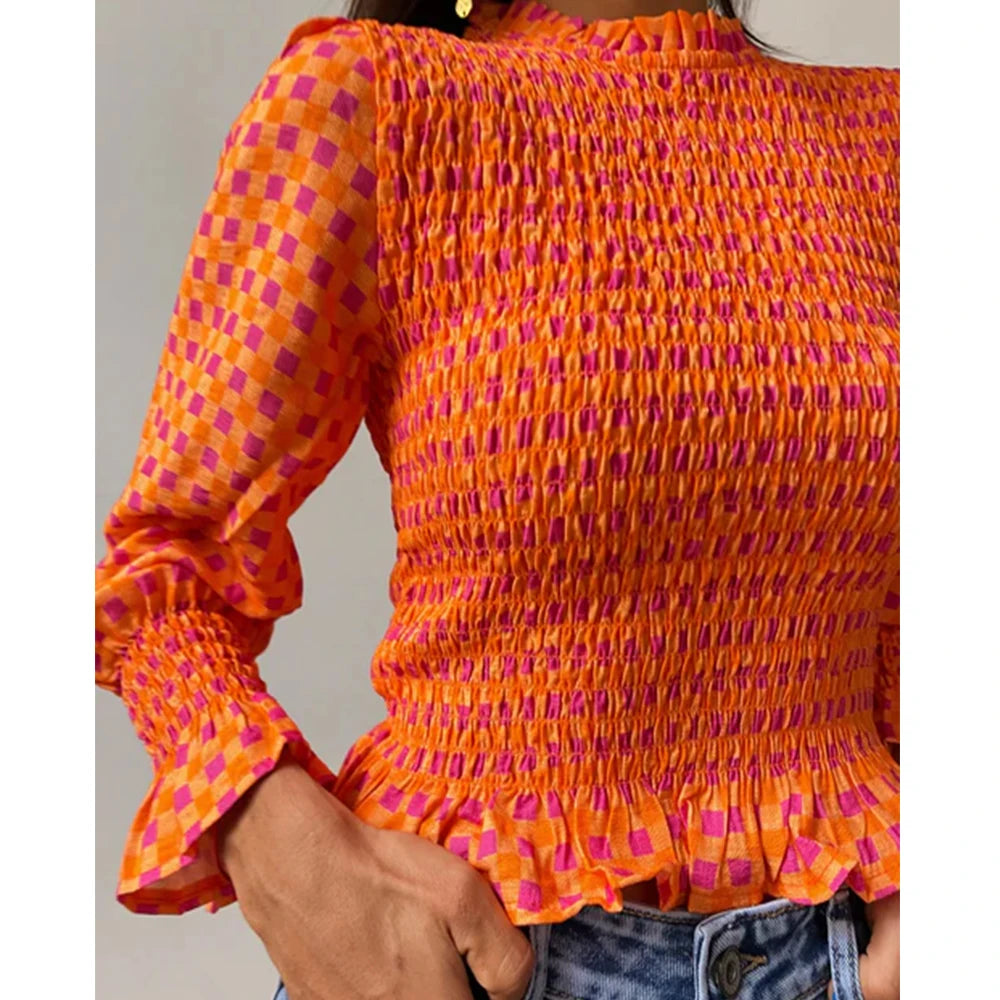 Plaid Print Long Sleeve Tee