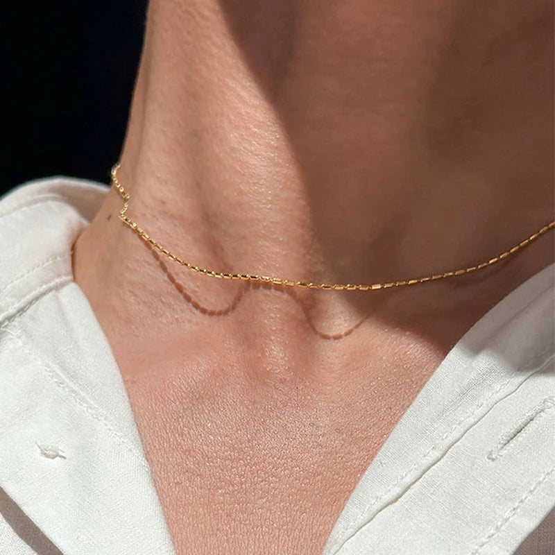 925 Sterling Silver Necklace With Simple Geometric Beads