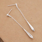 925 Sterling Silver Waterdrop Long Tassel Earring
