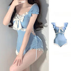 Ruffle Sleeve One Piece Swimsuit
