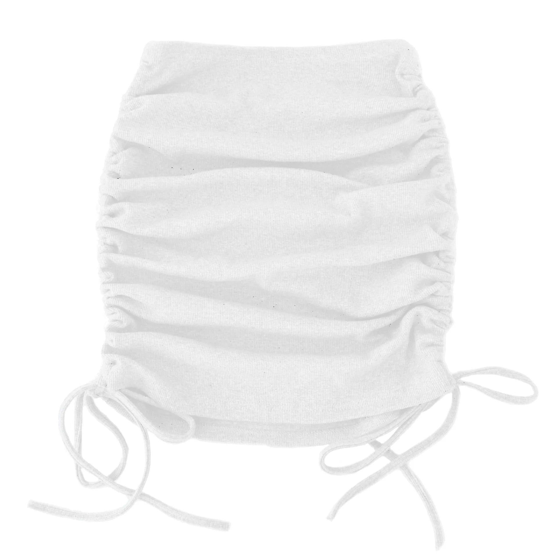Solid Color Drawstring Ruched Skirt