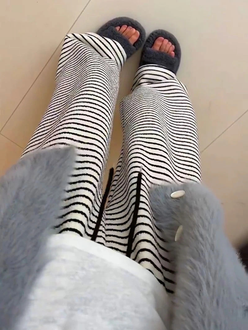 High Waist Striped Straight Leg Pants
