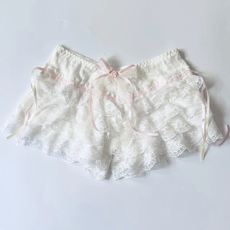 Bow Lace Trim Shorts