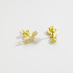 925 Sterling Silver Three Flower Stud Earring