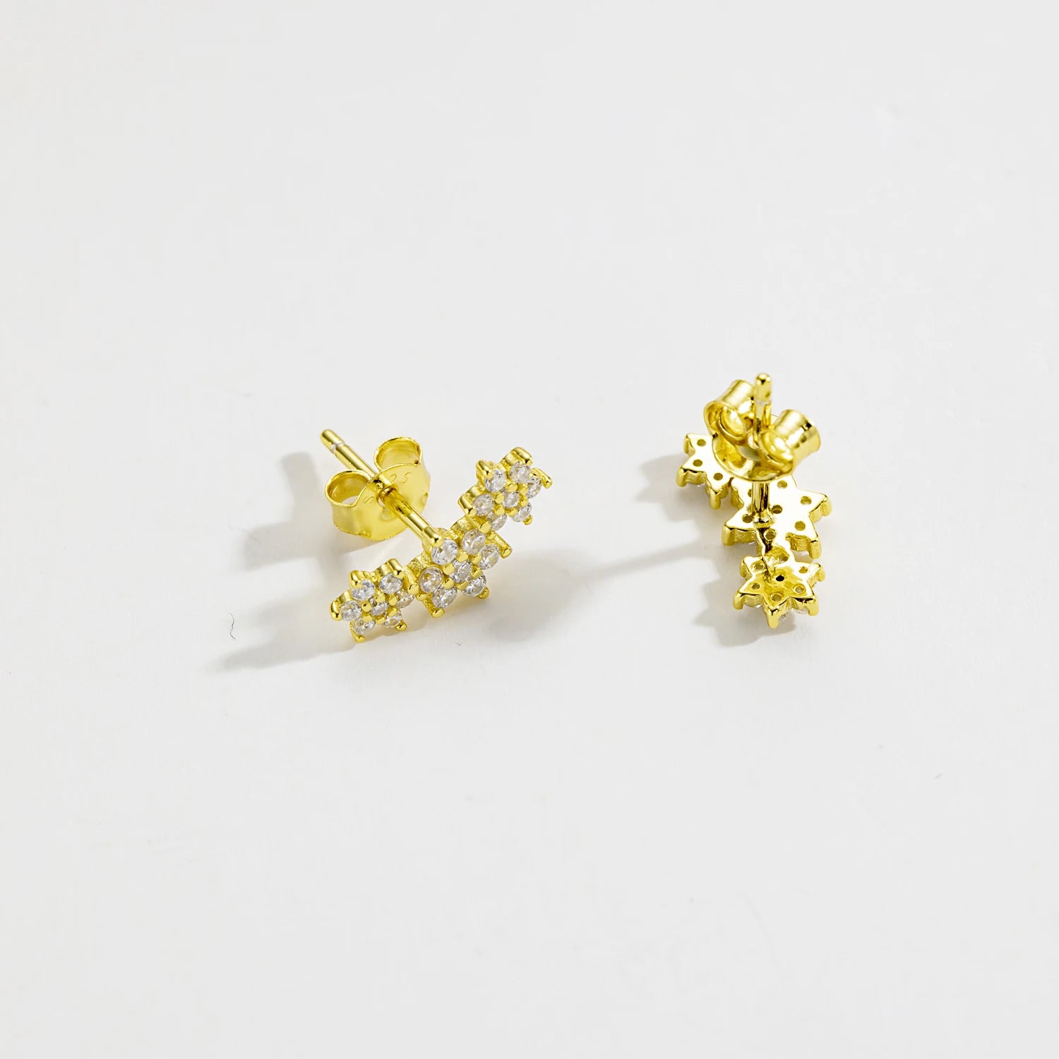 925 Sterling Silver Three Flower Stud Earring