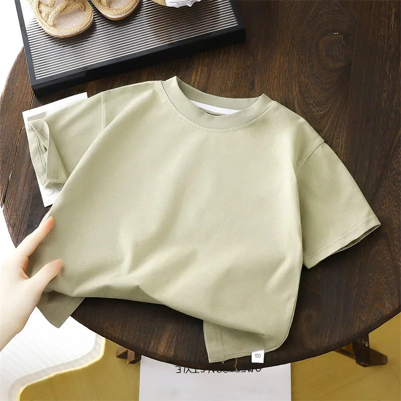 Solid Cotton Casual Short Sleeve Tee