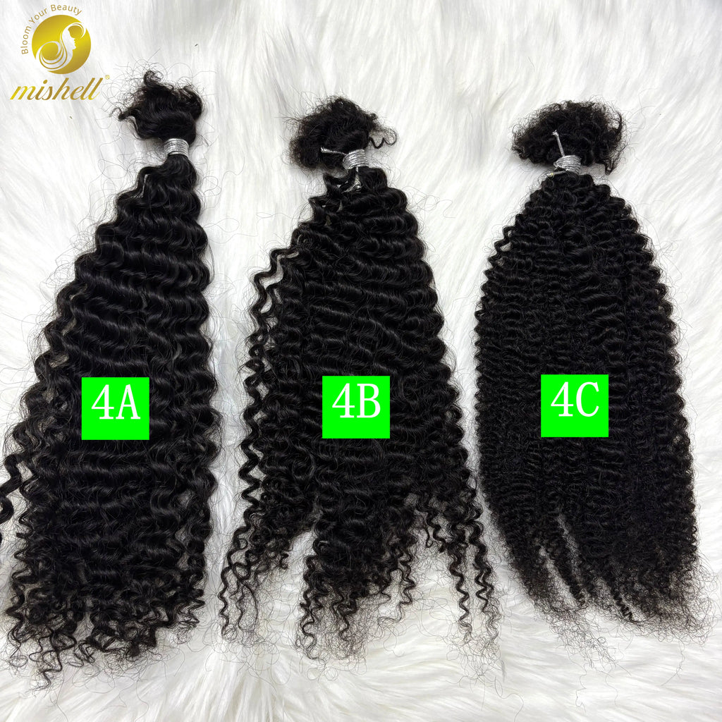 30g/bundle Afro Kinky Curly Human Hair Bundles 4a 4b 4c Deep Wave Bulk Human Hair Bundles Deal Hair Extensions for Braids/Twists