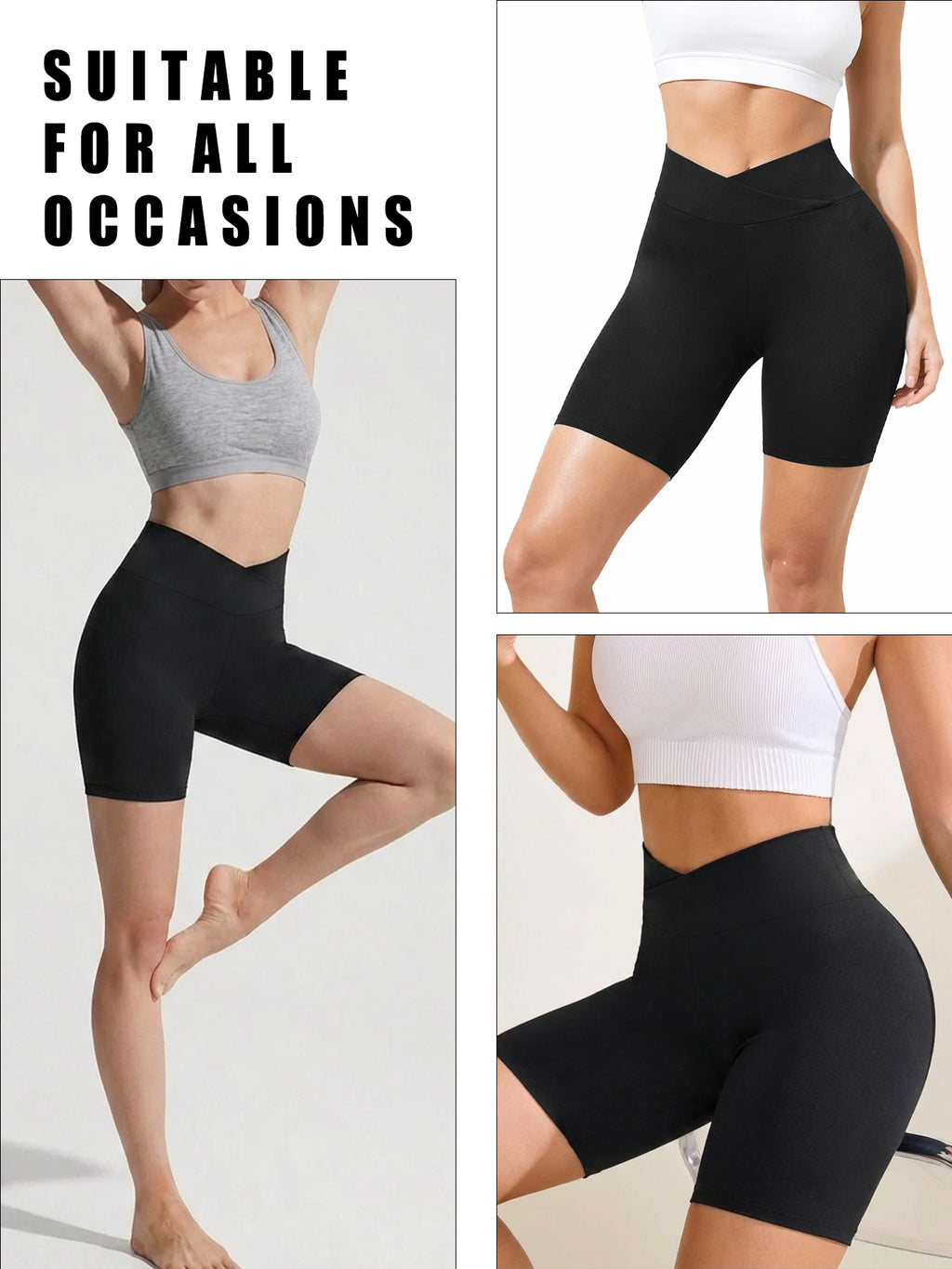 Crossover High Waisted Biker Shorts