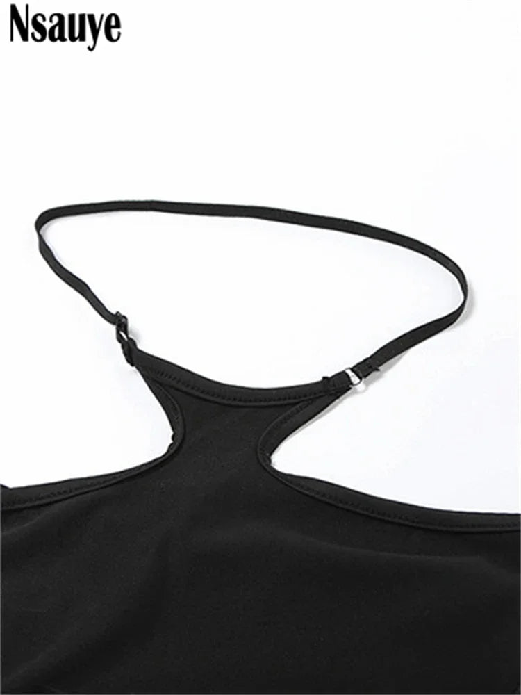Slim Club Crop Tops And Cut Out Long Pants Set