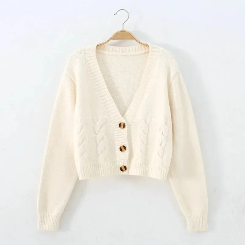 V Neck Cropped Cardigan