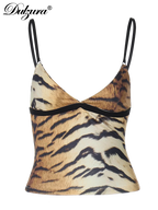 Dulzura Tiger Print Spaghetti Halter Crop Top
