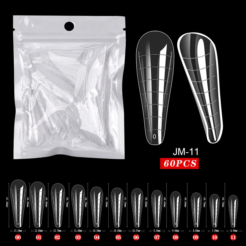 Fake Nail Forms Tips UV Gel For Extension Building Gel Polish Fake Artificial Tool 60pcs