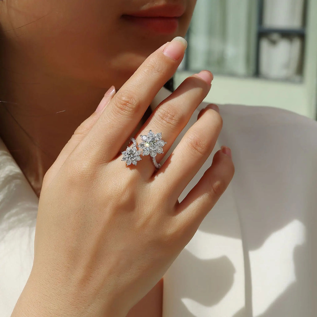 Flower Cut Moissanite Ring