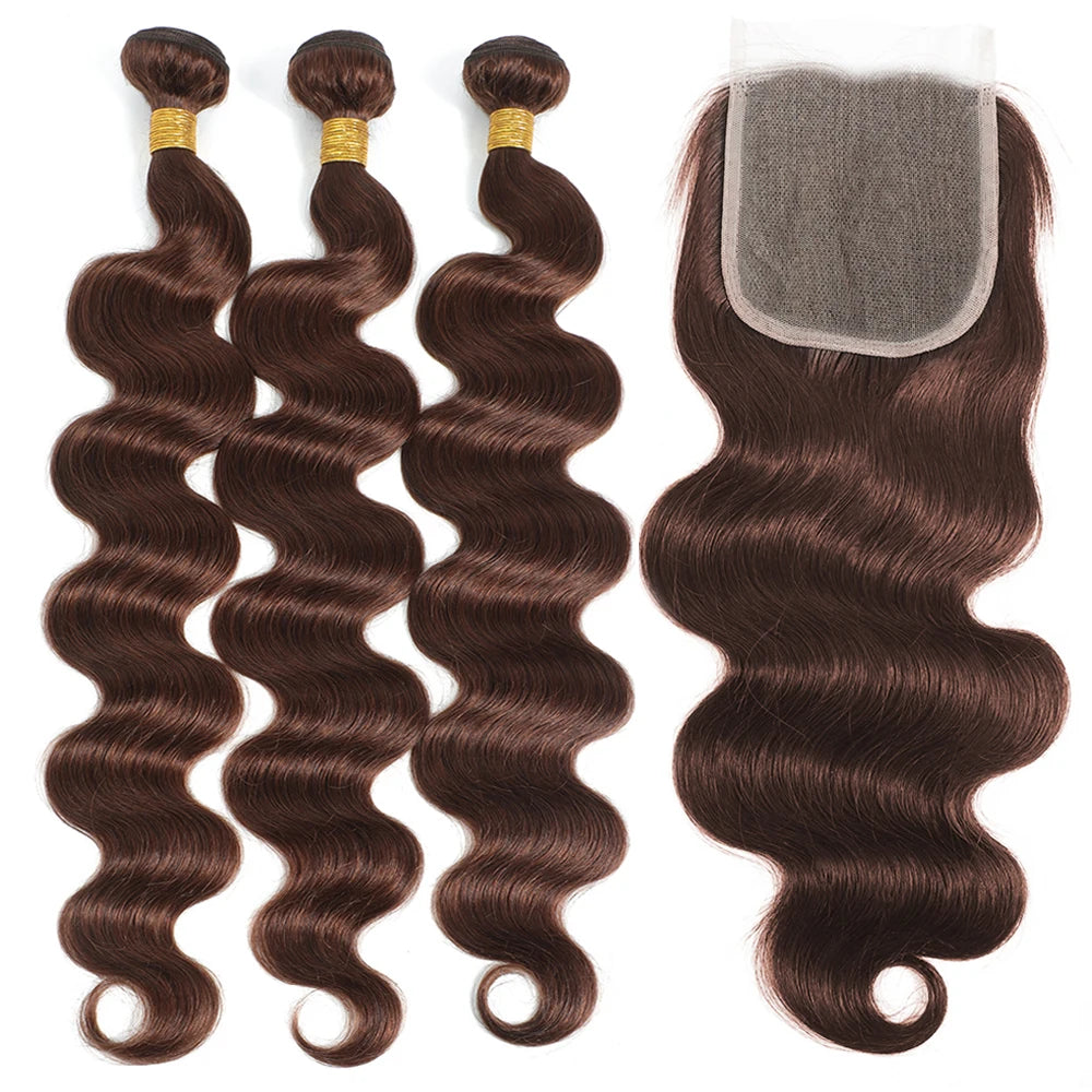 Human Hair Bundles with 4x4 Closure