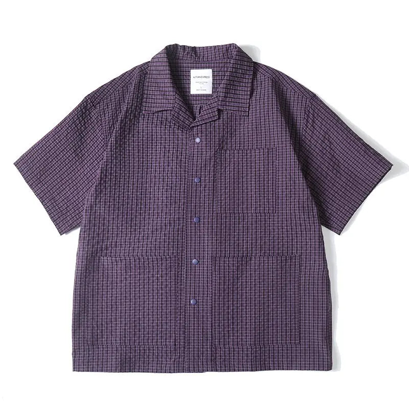 Gingham Relaxed Fit Camp Collar Shirt