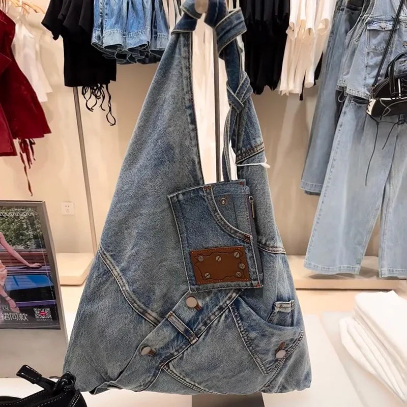 Washed Denim Handbag