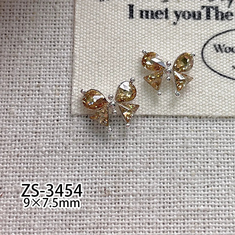 5Pcs French Manicure Love Diamonds - Sparkling Zircon Butterfly & Heart Rhinestones for Elegant 3D Nail Art
