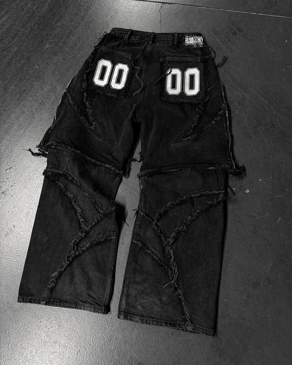 Patchwork Stripe Embroidery Fur Edge Jeans